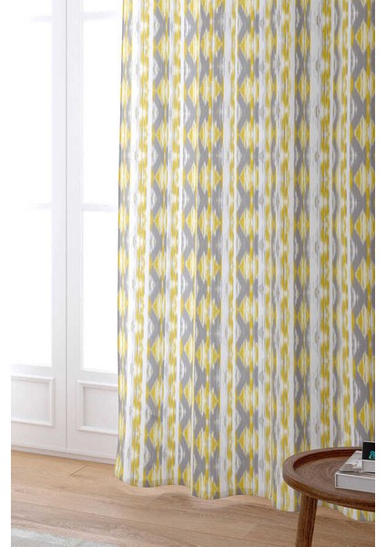 Sarı Gri Geometrik Dijital Baskılı Perde CGH073-PR fiyatları