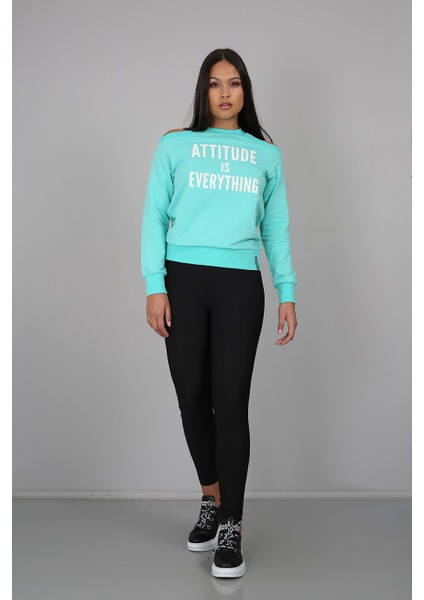 Baskılı Omuz Detaylı Sweatshirt