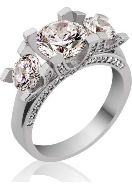 Gümüş 3 Taş Tria Bayan Yüzük