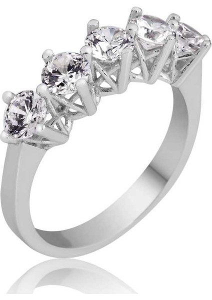 Gümüş 5 Taş Bayan Yüzük