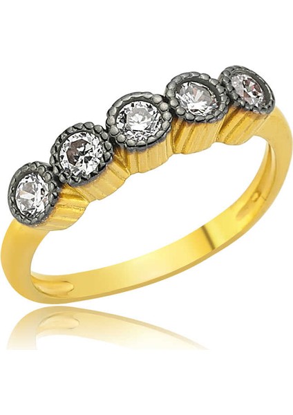 Gümüş 5 Taş Bayan Yüzük