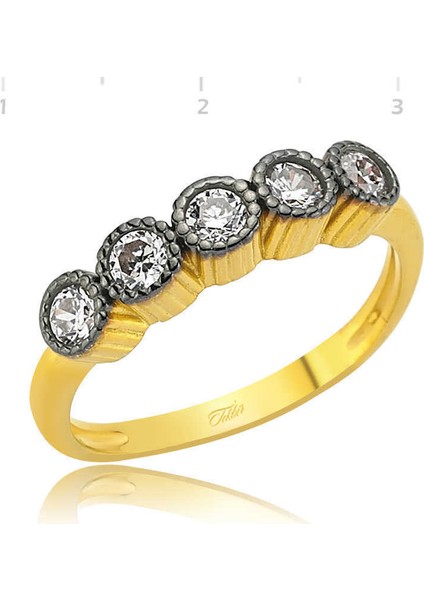 Gümüş 5 Taş Bayan Yüzük fiyatları