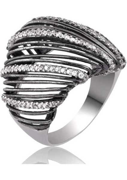 Gümüş Beyaz Taşlı Bayan Yüzük