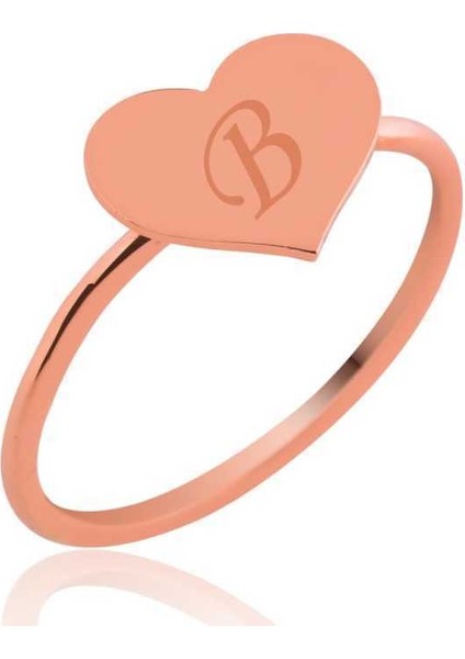 Gümüş Harfli Kalp Bayan Yüzük