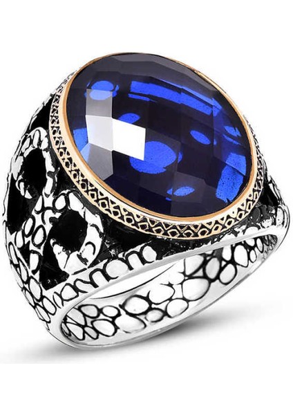 Gümüş Mavi Zirkon Taşlı Erkek Yüzük fiyatları