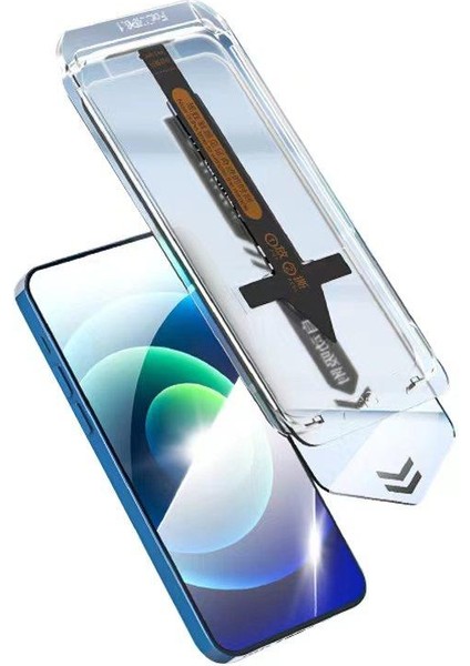 iPhone 12 Ekran Koruyucu & Hızlı Kurulum Aparatı - Anti-Dust Toz Geçirmez - 9h Temperli Cam fırsatları