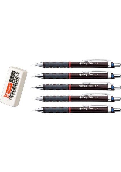 Tikky 0.7 mm Bordo 5'li Set Silgi Hediyeli modelleri