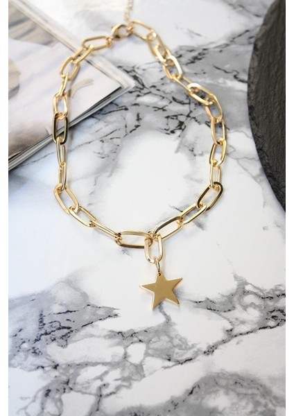 Kadın Yıldız Uçlu Ataç Model Kolye