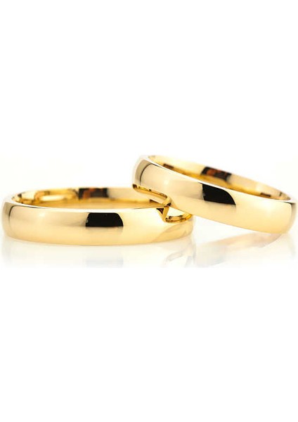 4 mm Düz Bombeli Gold Gümüş Alyans modelleri