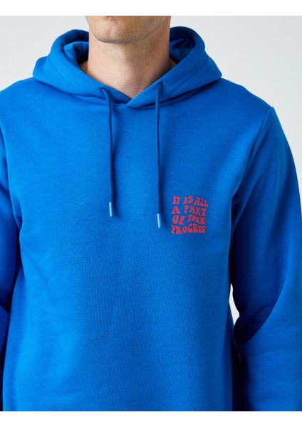 Yazılı Kapşonlu Sweatshirt Şardonlu