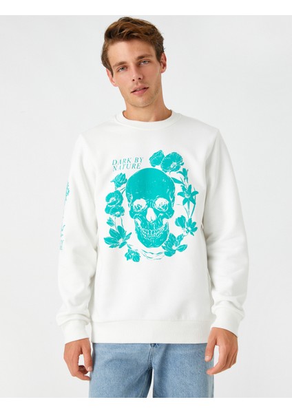 Kuru Kafa Baskılı Sweatshirt Şardonlu Bisiklet Yaka modelleri