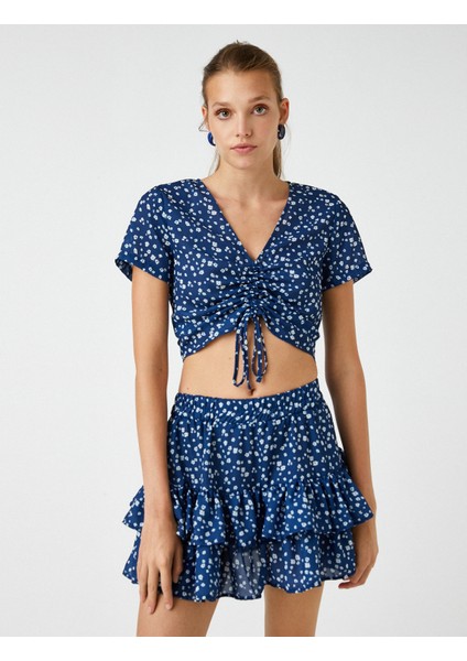 Çiçekli Crop Bluz