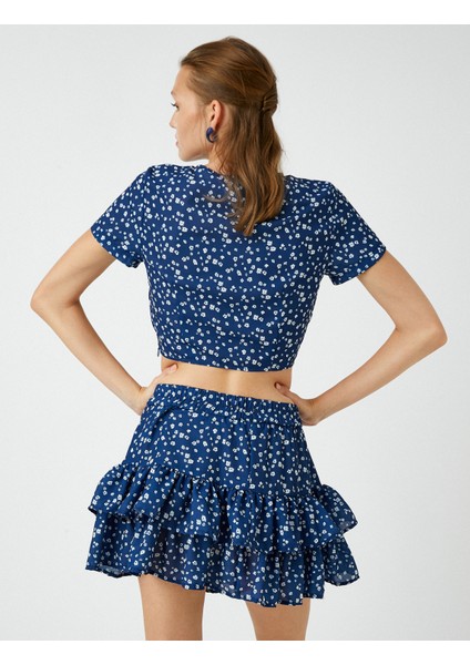 Çiçekli Crop Bluz