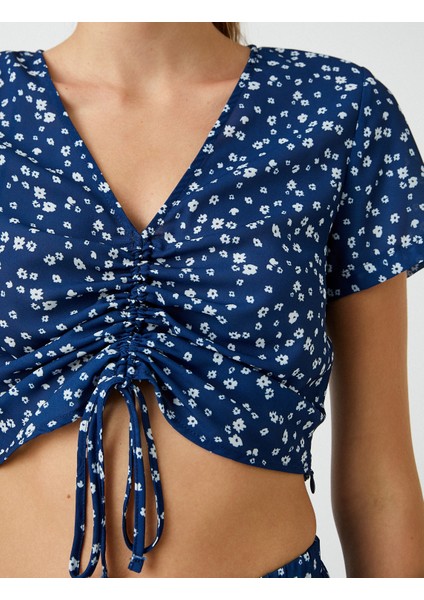 Çiçekli Crop Bluz