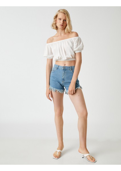 Koton Crop Bluz Omzu Açık fiyatları