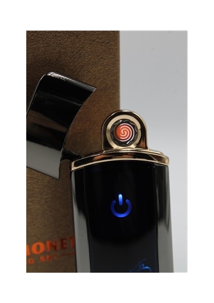Kişiye Özel Silvio Monetti Siyah Işıklı USB Şarjlı Çakmak