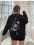 Oversize Siyah Pusula Sırt Baskılı Sweatshirt 1