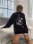 Oversize Siyah Pusula Sırt Baskılı Sweatshirt 2