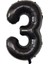 3 Siyah Rakam Folyo Balon 34" Inc 82 cm 1