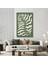 Yeşil Fon Üzerine Bej Büyük Yaprak Ilüstrasyonu Minimal Boho Kanvas Tablo 1