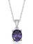 Gümüş Mor Kristal Oval Taşlı Kadın Kolye 1