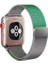 Apple Watch 3 38MM Uyumlu Kordon Çift Renk Metal Hasır Örgü Saat Kordonu 38/K22--YEŞIL 1