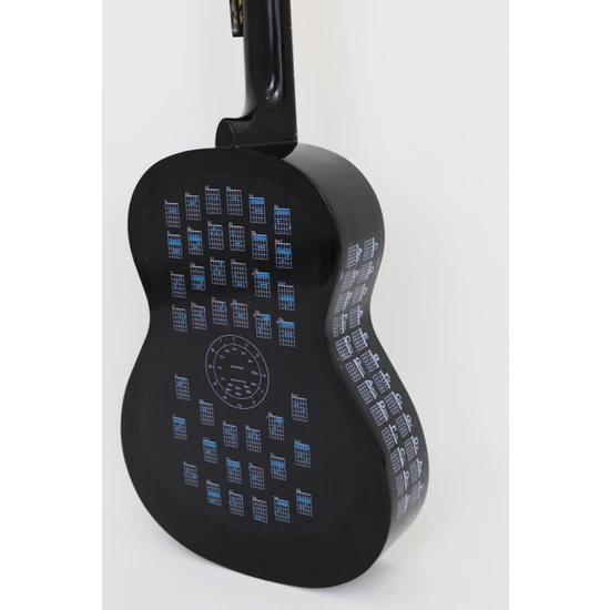 Siyah ve Beyaz Gitar Akor Cetveli Tablosu Stickerı Etiketi   (2-4)  (3-4)  (4-4) Boy Gitarlara Uyumlu