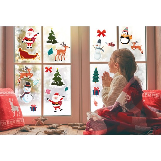 Obibaskı Yılbaşına Özel Sticker Seti Noel Süsleri Duvar Cam Sticker 30 Obibaskı Yılbaşına Özel Sticker Seti Noel Süsleri Duvar Cam Sticker 30