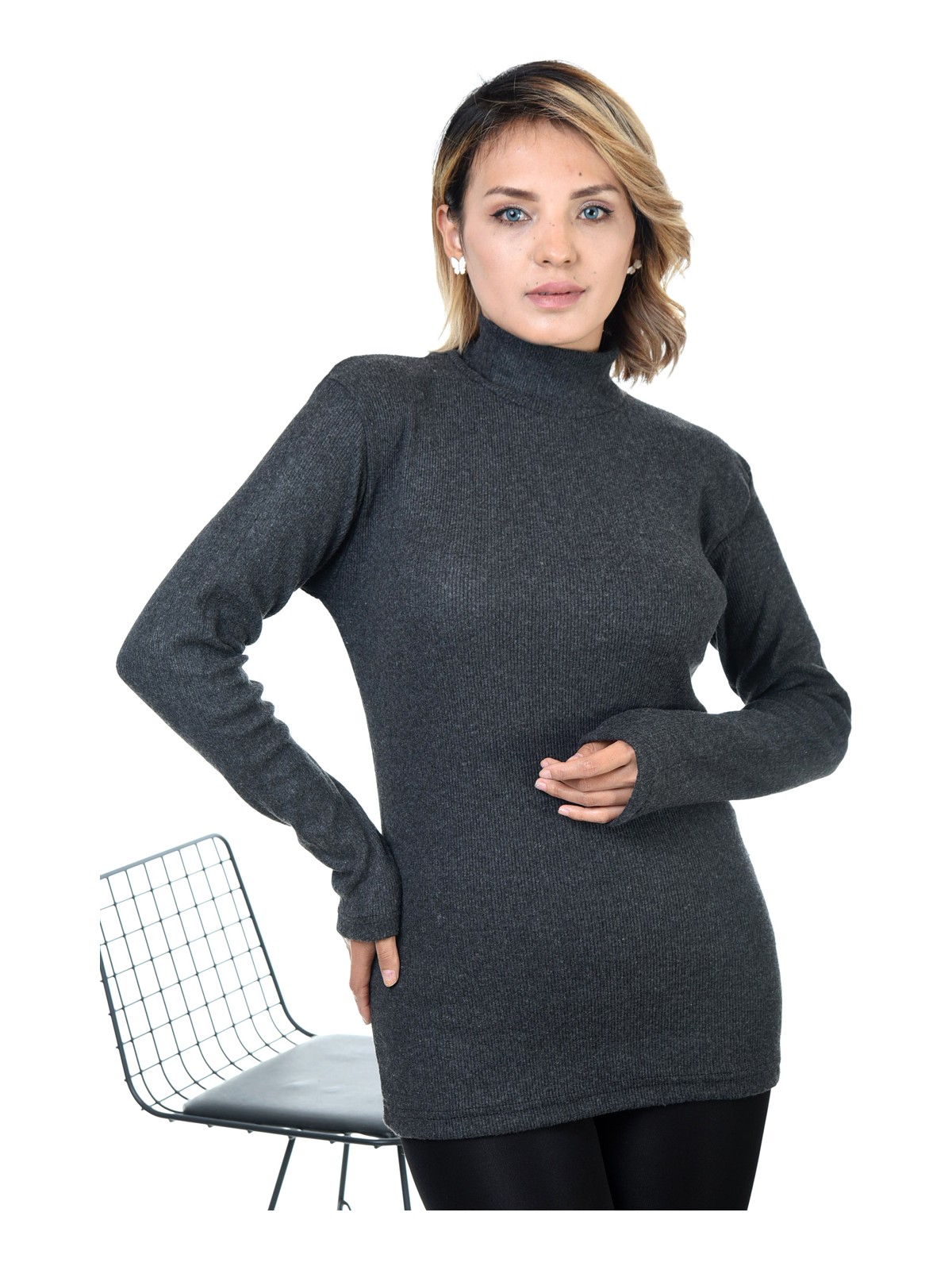 Belifanti Collection Kadın Sarı Yarım Balıkçı Yaka Kazak - Görsel 3