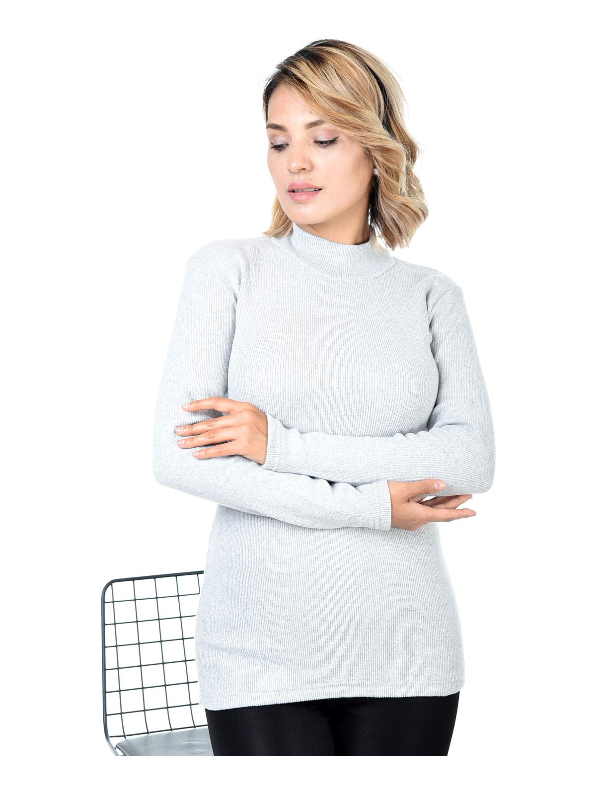 Belifanti Collection Kadın Sarı Yarım Balıkçı Yaka Kazak - Görsel 5