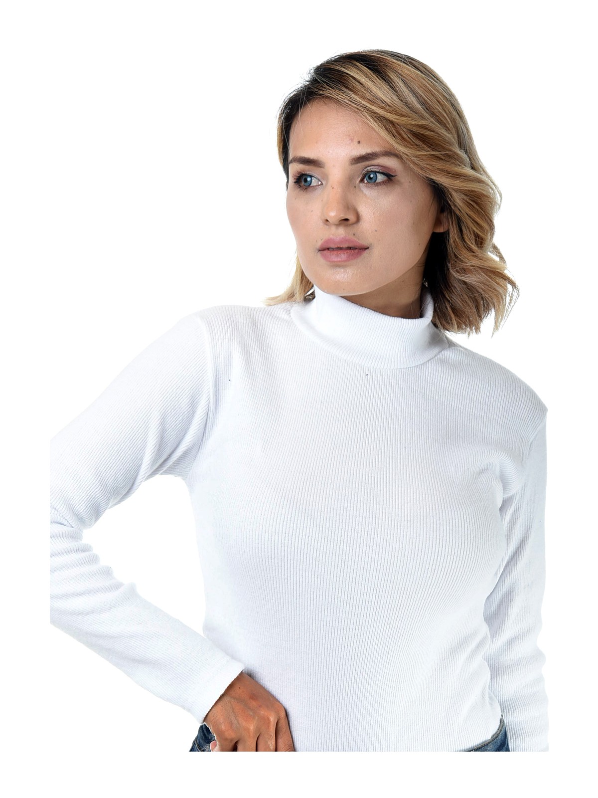 Belifanti Collection Kadın Sarı Yarım Balıkçı Yaka Kazak - Görsel 9