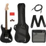 Squier Affinity Strat HSS Frontman 15G Elektro Gitar Seti 25.5" Boy Charcoal Frost Metallic Renkli Premium Ses Kalitesi