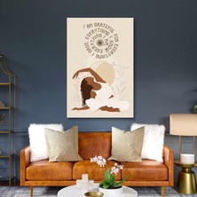 SML Tablo Yoga Yapan Kız Yogi Tipografik Motivasyon Minimal Boho Kanvas Tablo