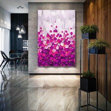 SML Tablo Pembe Küçük Çiçekli Yağlı Boya Kanvas Tablo
