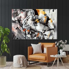 SML Tablo Karşısındakine Bakan Kadın Sarı Detaylar ve Fırça Izleri Kanvas Tablo