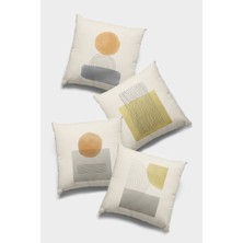 RugViva Çift Taraflı 4'lü Kırlent Kılıfı 43X43 Cm Gizli Fermuar Tay Tüyü Dokuma Premium Kumaş 4KR006