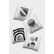 RugViva Çift Taraflı 4'lü Kırlent Kılıfı 43X43 Cm Gizli Fermuar Premium Dokuma Tay Tüyü Kumaş 4KR021