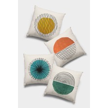 RugViva Çift Taraflı 4'lü Kırlent Kılıfı 43X43 Cm Gizli Fermuar Dokuma Tay Tüyü Premium Kumaş 4KR025