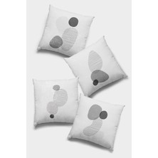 RugViva Çift Taraflı 4'lü Kırlent Kılıfı 43X43 Cm Gizli Fermuar Tay Tüyü Dokuma Premium Kumaş 4KR030