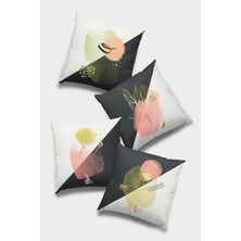 RugViva Çift Taraflı 4'lü Kırlent Kılıfı 43X43 Cm Gizli Fermuar Dokuma Premium Tay Tüyü Kumaş 4KR035
