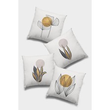 RugViva Çift Taraflı 4'lü Kırlent Kılıfı 43X43 Cm Gizli Fermuar Tay Tüyü Dokuma Premium Kumaş 4KR018