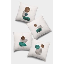 RugViva Çift Taraflı 4'lü Kırlent Kılıfı 43X43 Cm Gizli Fermuar Premium Dokuma Tay Tüyü Kumaş 4KR027