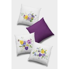 RugViva Çift Taraflı 4'lü Kırlent Kılıfı 43X43 Cm Gizli Fermuar Premium Kumaş Dokuma Tay Tüyü 4KR050