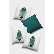 RugViva Çift Taraflı 4'lü Kırlent Kılıfı 43X43 Cm Gizli Fermuar Tay Tüyü Dokuma Premium Kumaş 4KR048