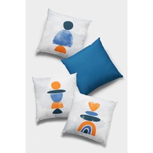 RugViva Çift Taraflı 4'lü Kırlent Kılıfı 43X43 Cm Gizli Fermuar Dokuma Premium Tay Tüyü Kumaş 4KR053