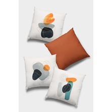 RugViva Çift Taraflı 4'lü Kırlent Kılıfı 43X43 Cm Gizli Fermuar Tay Tüyü Dokuma Premium Kumaş 4KR054