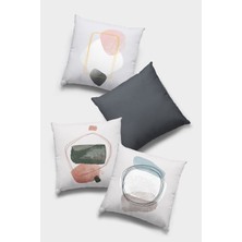 RugViva Çift Taraflı 4'lü Kırlent Kılıfı 43X43 Cm Gizli Fermuar Tay Tüyü Premium Dokuma Kumaş 4KR058