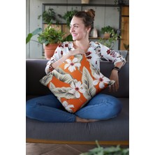 RugViva Tay Tüyü Dokuma Premium Kumaş Çift Taraflı Kırlent Yapraklı Yastık Kılıfı 43X43 Cm KRL054