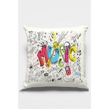 RugViva Premium Tay Tüyü Dokuma Kumaş Çift Taraflı Music Kırlent Yastık Kılıfı 43X43 Cm KRL030