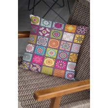 RugViva Dokuma Premium Tay Tüyü Kumaş Çift Taraflı Çini Desenli Kırlent Yastık Kılıfı 43X43 Cm KRL109